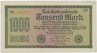 Německo, 1000 Mark 1922, vod. Wellen, 6-místné číslo, Ro.75q