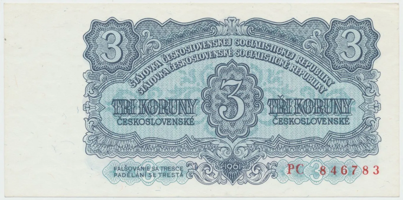 Československo, 3 Koruna 1961, série PC, Hej.98a