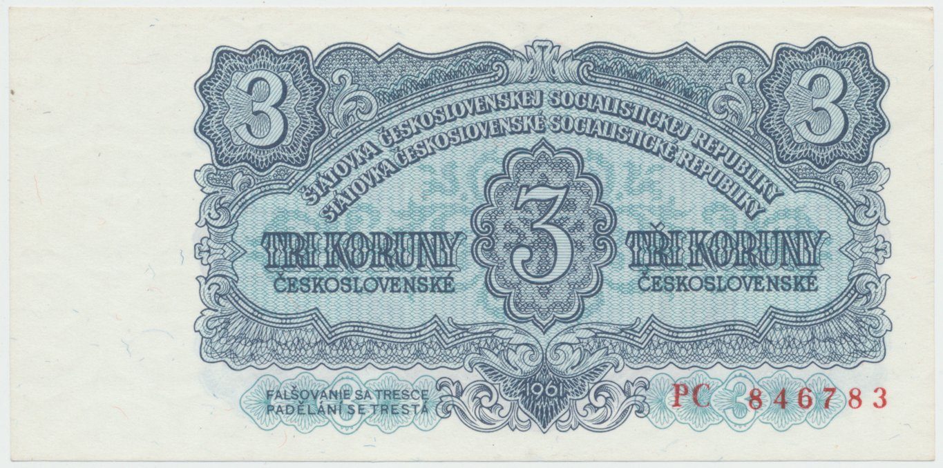 Československo, 3 Koruna 1961, série PC, Hej.98a