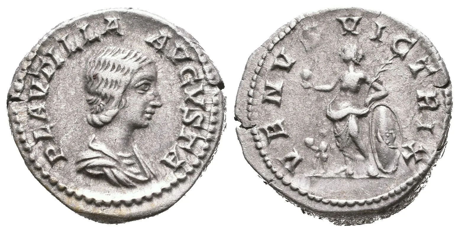 Denár, Rv: VENVS VICTRIX, stojící Venuše opřená o štít drží jablko a palmu, — 1