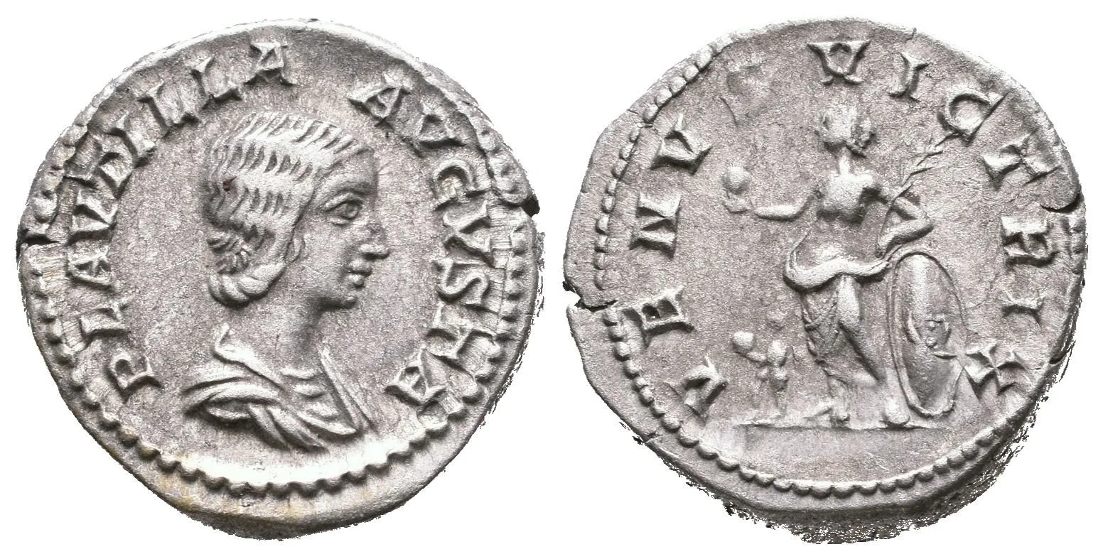 Denár, Rv: VENVS VICTRIX, stojící Venuše opřená o štít drží jablko a palmu, — 1