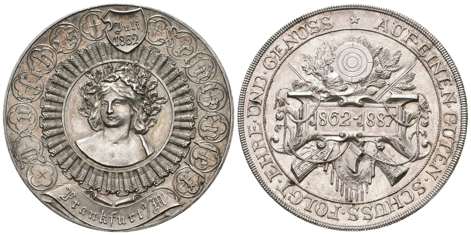 AR Medaile 1887 - Jubilejní Německé střelby k 15. výročí střeleb z roku 1862 ve Frankfurtu. — 1