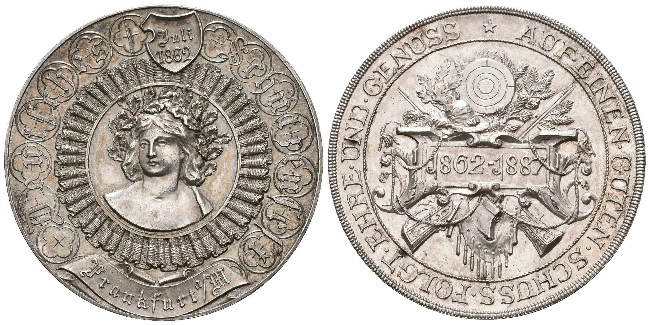 AR Medaile 1887 - Jubilejní Německé střelby k 15. výročí střeleb z roku 1862 ve Frankfurtu. — 1
