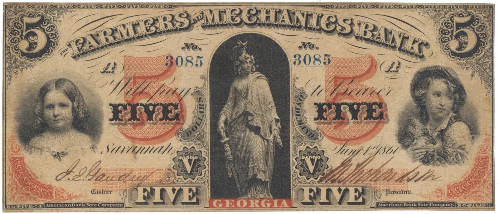 USA - Georgia, 5 Dollar 1860