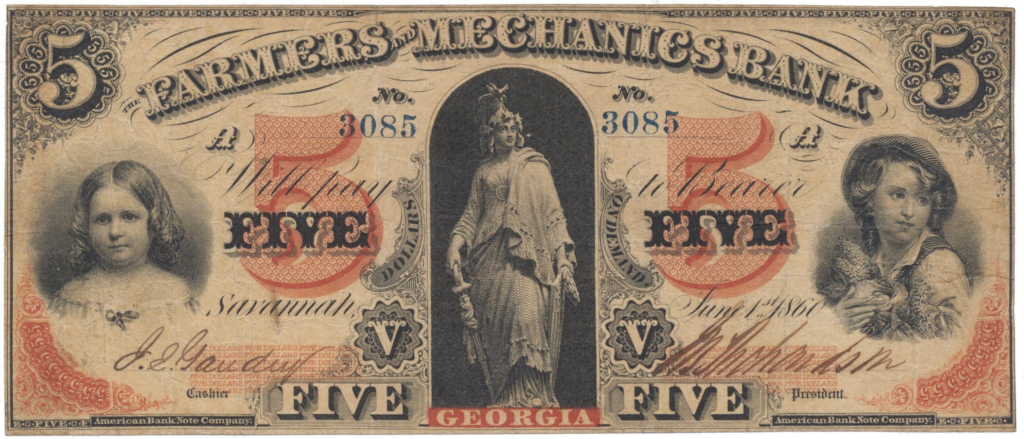 USA - Georgia, 5 Dollar 1860