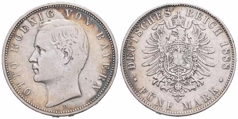 Bavorsko, 5 Marka 1888 D