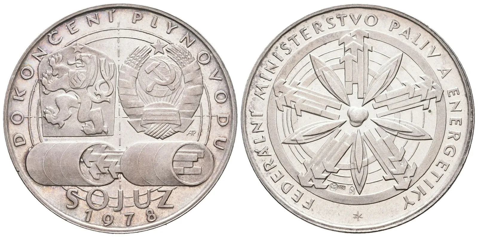 AR Medaile 1978 (Rv. Z. Kolářský) - Dokončení plynovodu Sojuz, Ag 0,750, 40 mm (29,85 g), — 1