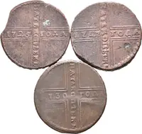 5 Kopějka 1725 MD, dále 5 Kopějka 1727 MD, 1730 MD, Moskva_3 ks — 1