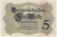 Německo, 5 Mark 1914, 6-místný číslovač, Ros.48a - fotografie 2
