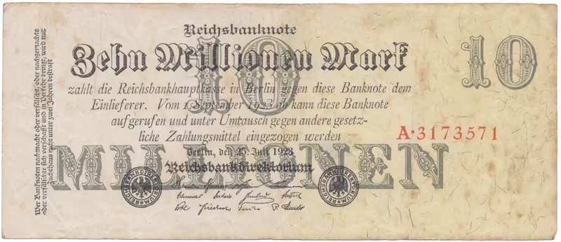 Německo, 10 Millionen Mark 1923, Ro.95