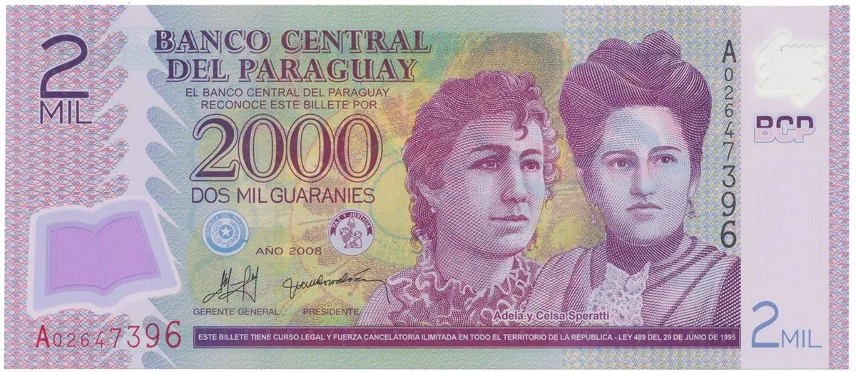 Paraguay, 2000 Guaranies 2008, plastová, P.228a