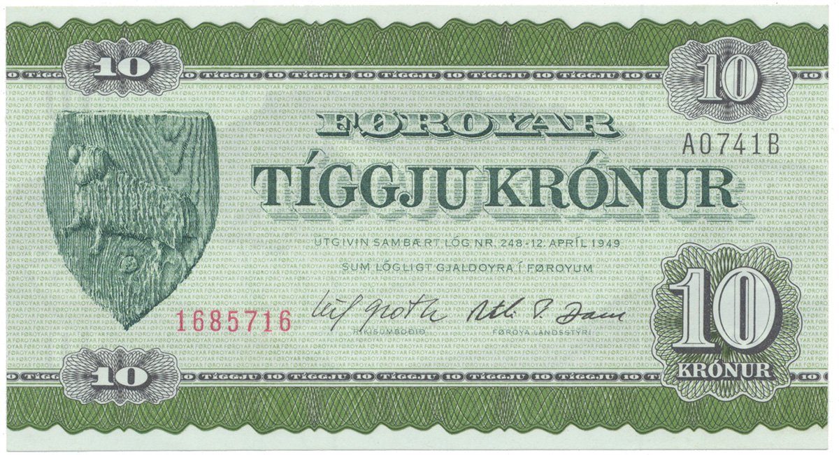 Faerské ostrovy, 10 Krónur 1949(1974), P.16