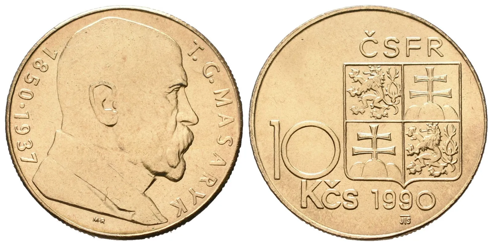 10 koruna 1990 - T. G. Masaryk, varianta D