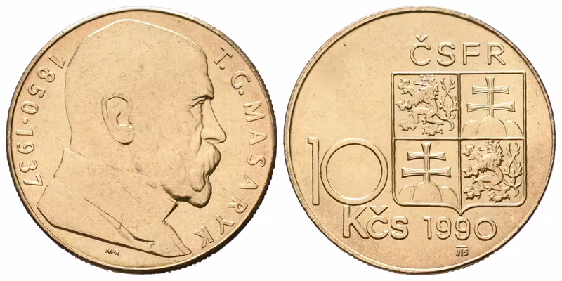 10 koruna 1990 - T. G. Masaryk, varianta D