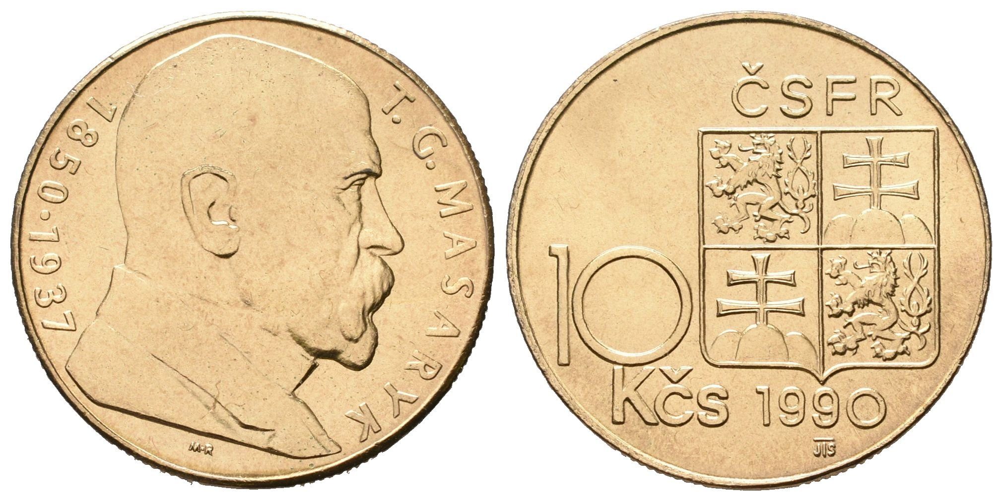 10 koruna 1990 - T. G. Masaryk, varianta D