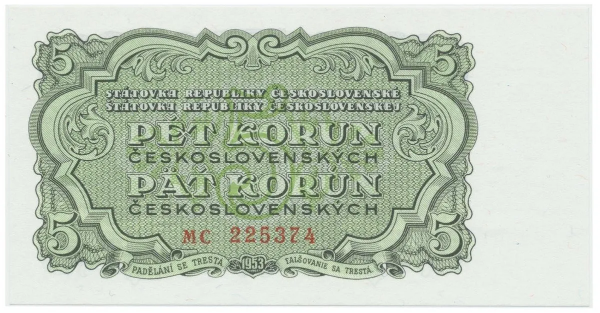 Československo, 5 Koruna 1953, tisk Praha, série MC, Hej.091b