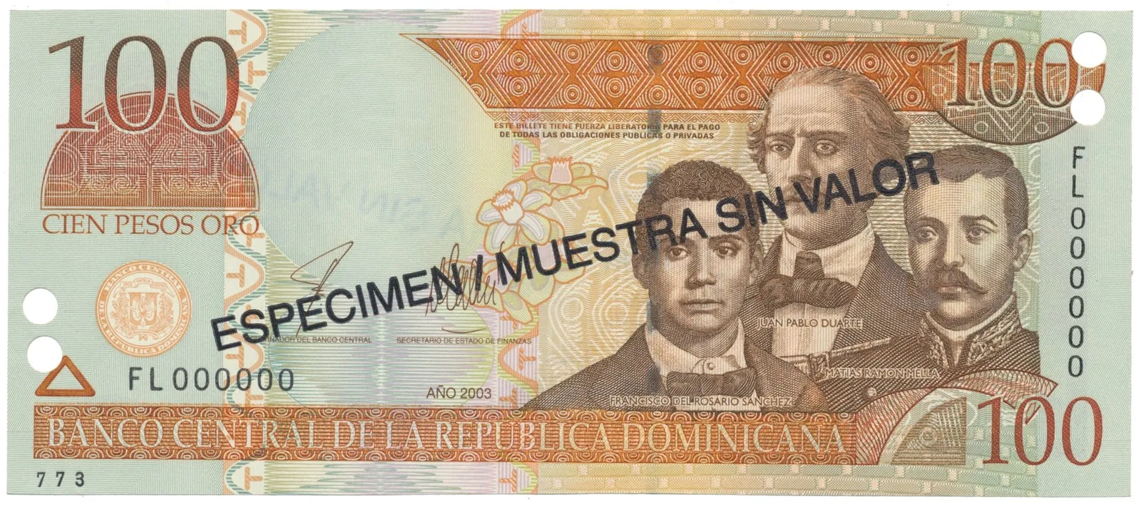 Dominikánská republika, 100 Pesos Oro 2003, P.171s3