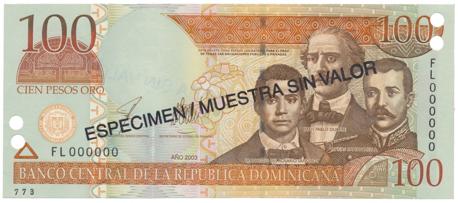 Dominikánská republika, 100 Pesos Oro 2003, P.171s3