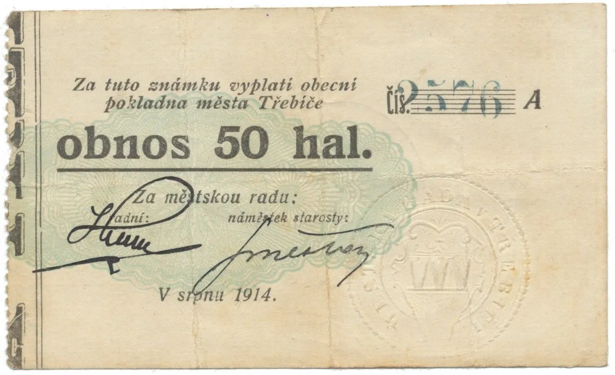 Třebíč - město, 50 hal srpen 1914, série A, HH.223.5.4a