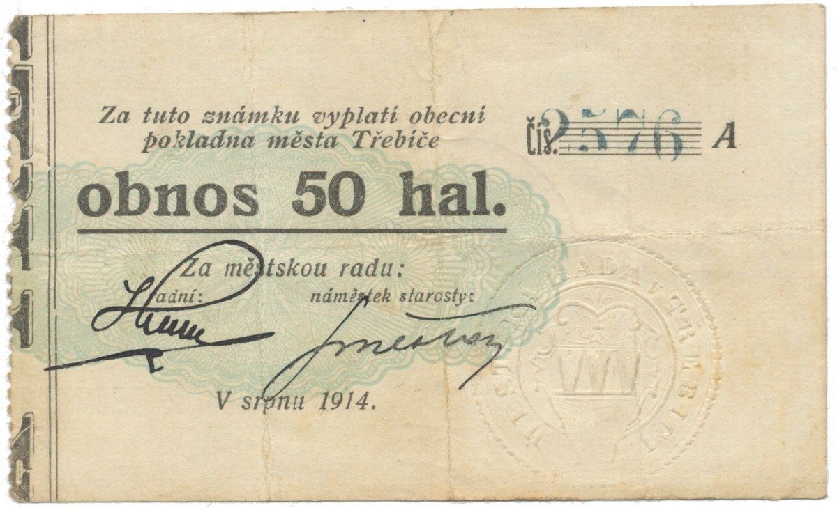 Třebíč - město, 50 hal srpen 1914, série A, HH.223.5.4a