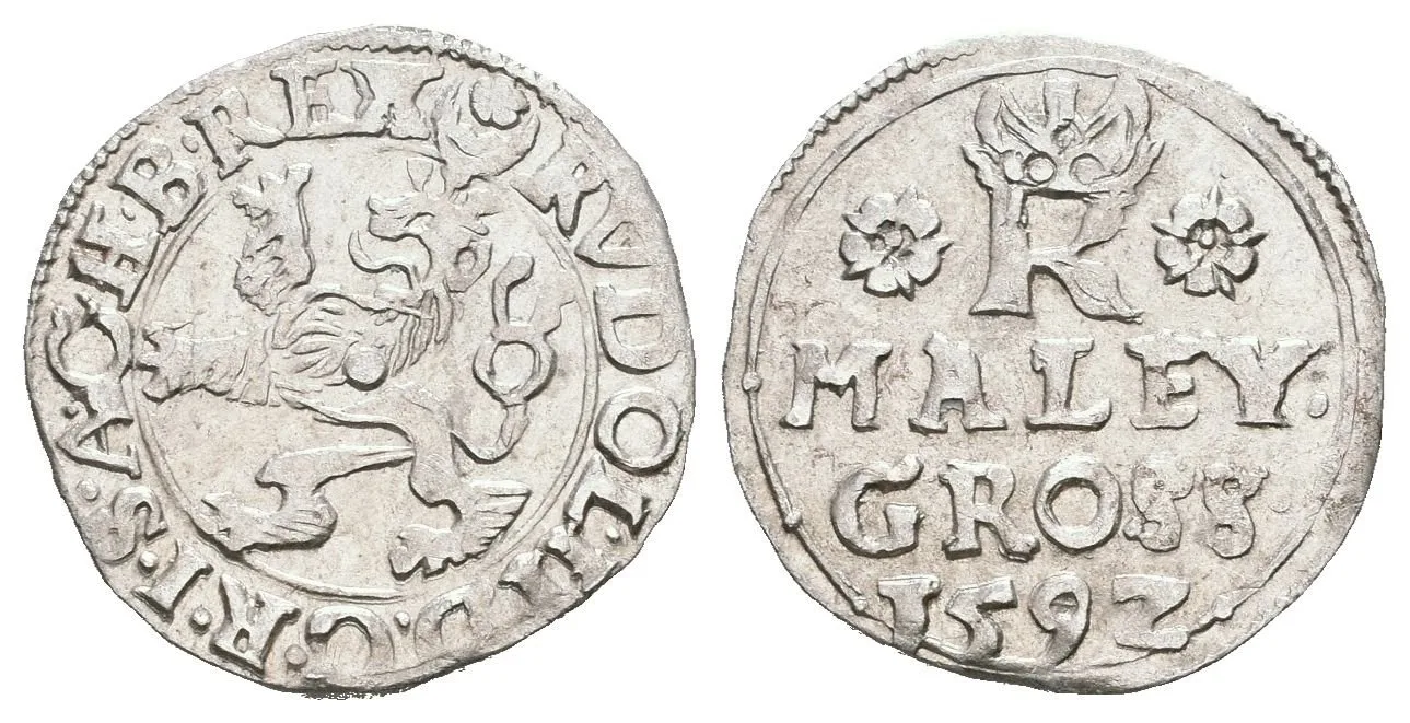 Malý groš 1593, Jáchymov-Hofmann, HN.8b (opis 7c), velmi pěkná zachovalost — 1