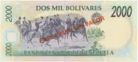 Venezuela, 2000 Bolivares 1998, anulát - ESPECIMEN SIN VALOR, P.77cs - fotografie 2