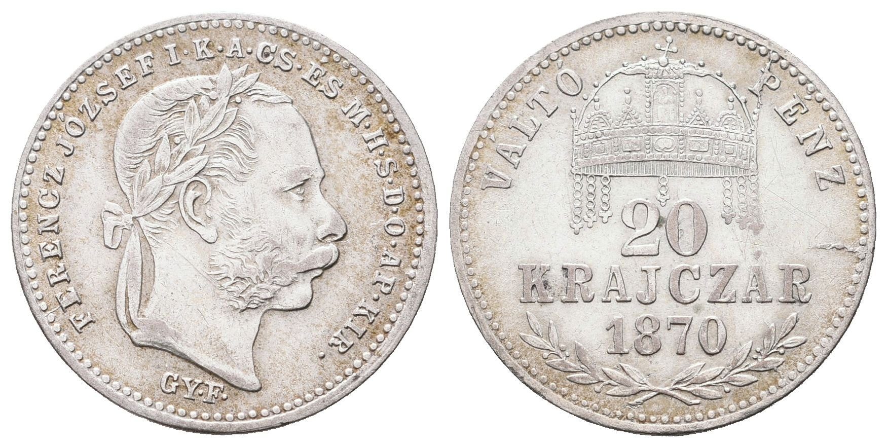 20 Krejcar 1870 GYF