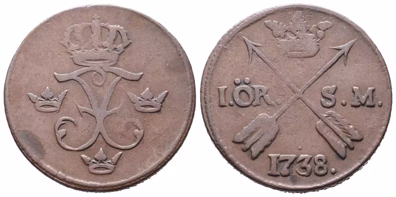 Švédsko, 1 Öre SM 1738