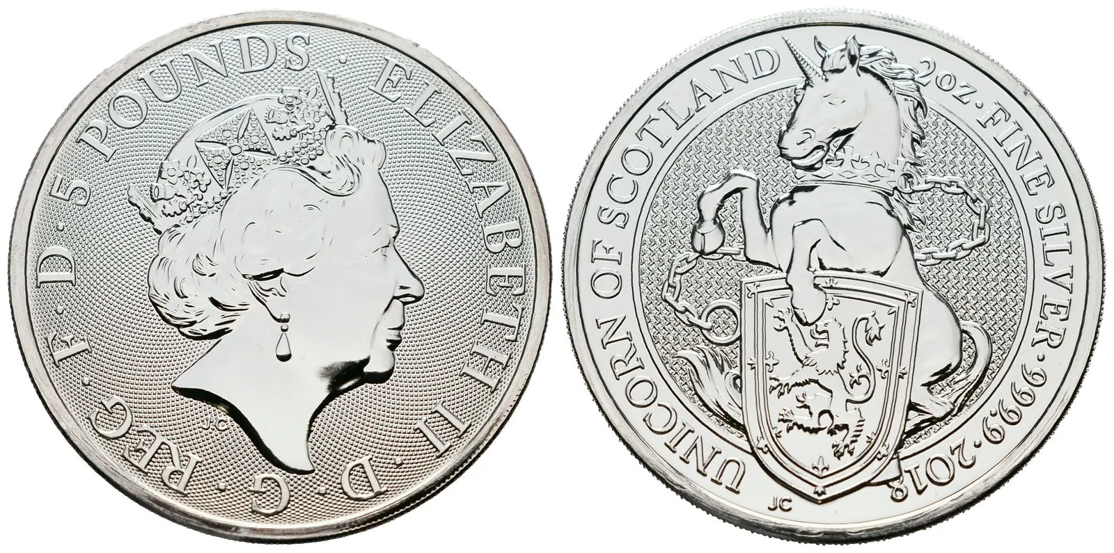 Velká Británie, 5 Pounds 2018 - 2 Oz (Unicorn of Scotland)