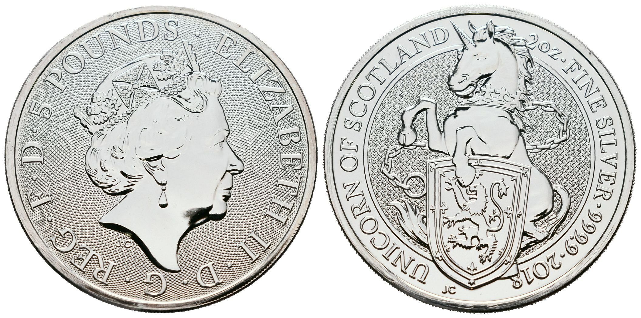 Velká Británie, 5 Pounds 2018 - 2 Oz (Unicorn of Scotland)