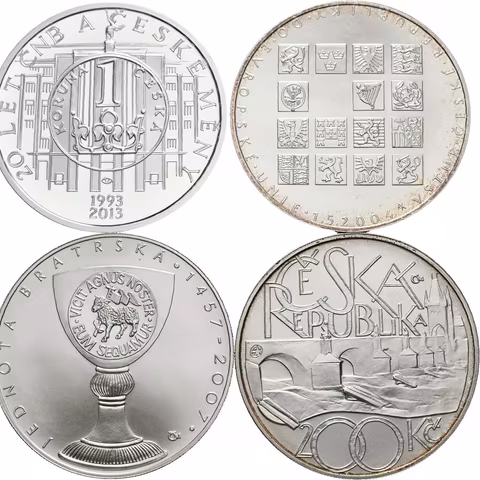 Soubor mincí 200 Kč 2004 - Vstup do EU, 2007 - Jednota bratrská, Karlův Most,