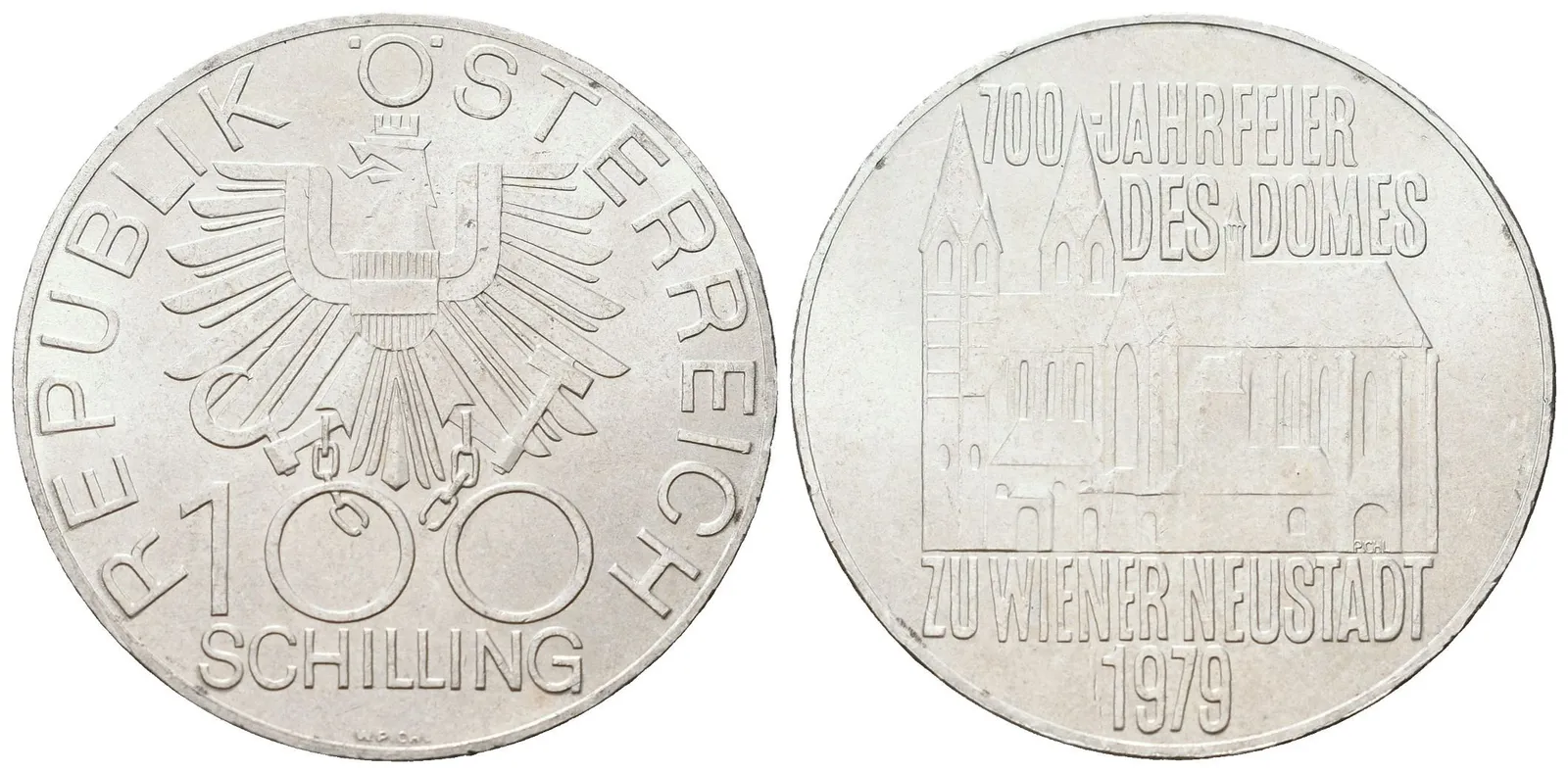 Rakousko, 100 Schilling 1979 - Wiener Neustadt Dom