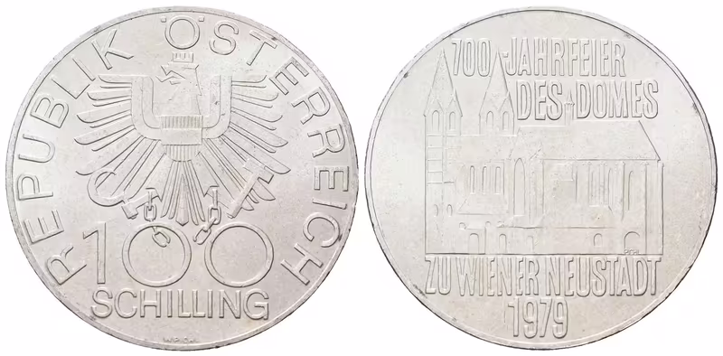 Rakousko, 100 Schilling 1979 - Wiener Neustadt Dom