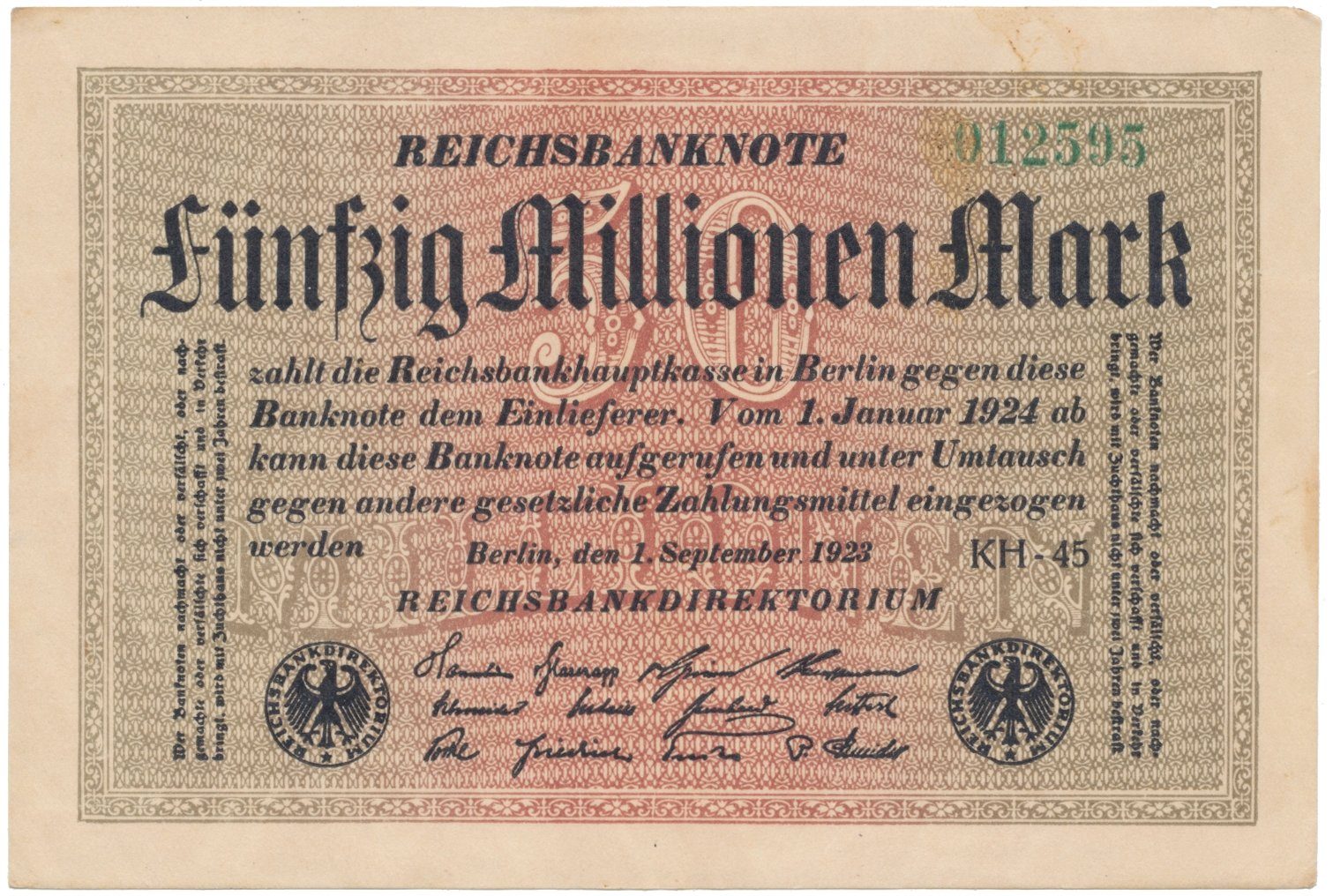 Německo, 50 Millionen Mark 1923, Ro.108e