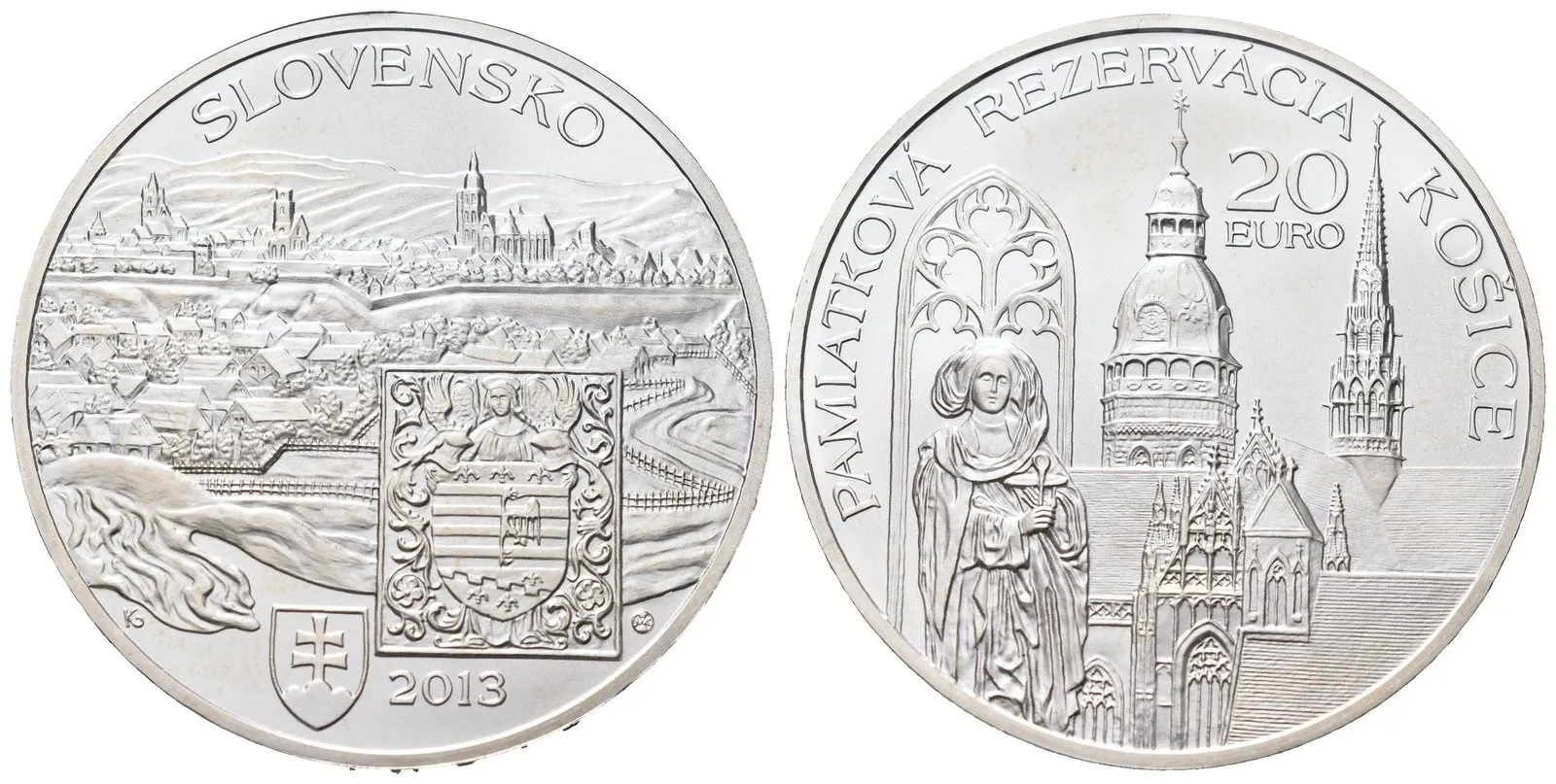20 Euro 2013 - Památková rezervace Košice, etue, certifikát, PROOF