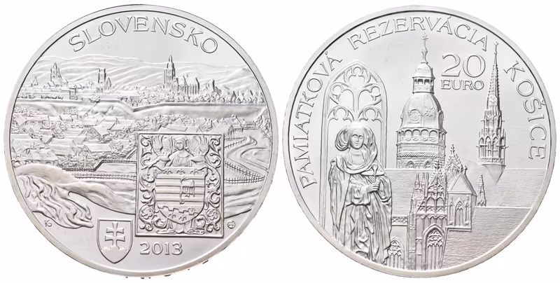 20 Euro 2013 - Památková rezervace Košice, etue, certifikát, PROOF