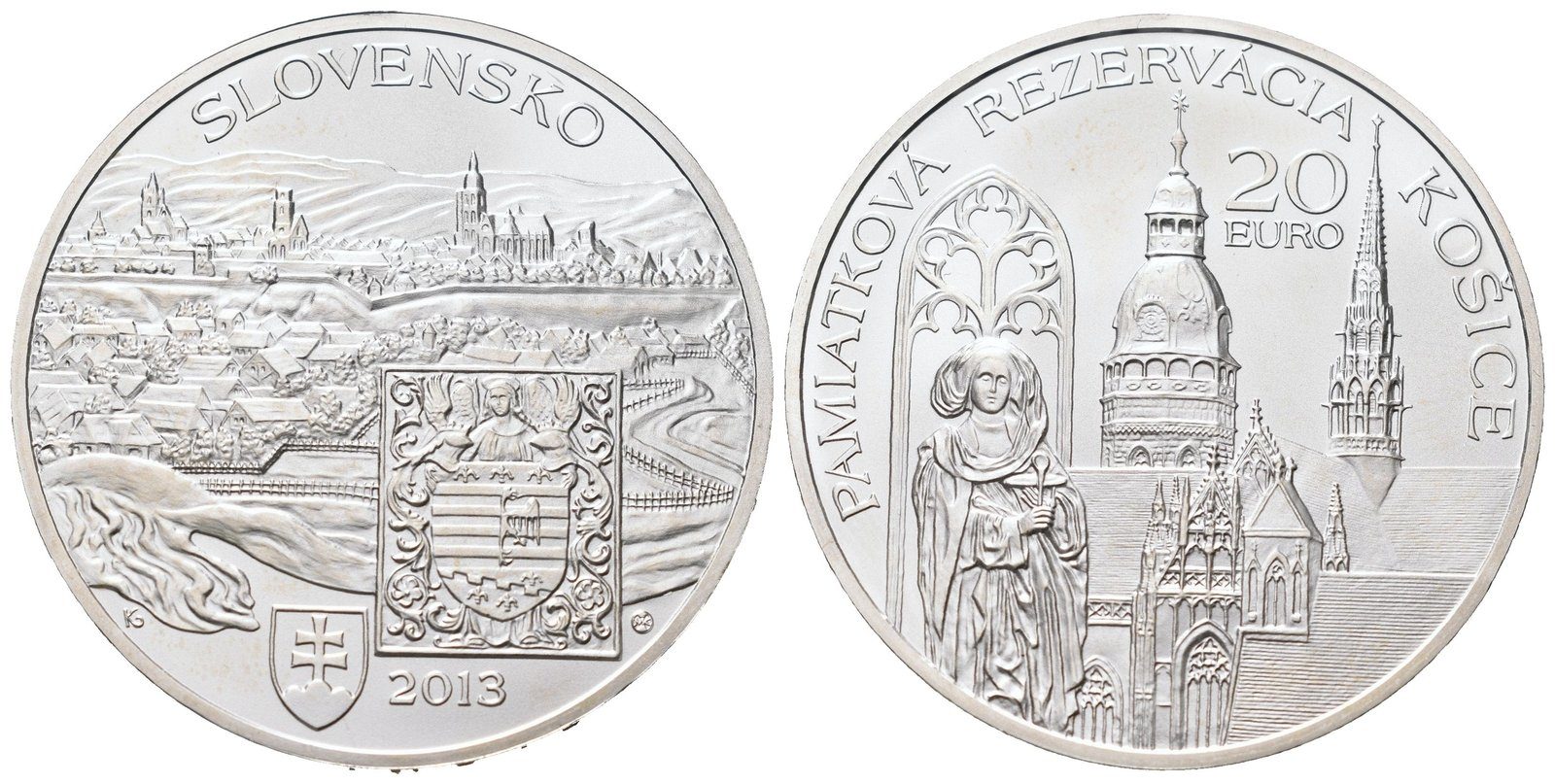 20 Euro 2013 - Památková rezervace Košice, etue, certifikát, PROOF