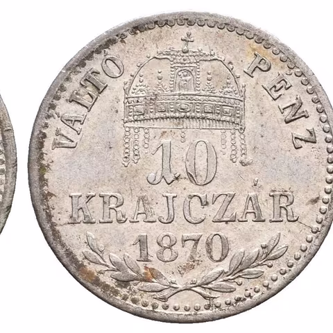 10 Krejcar 1870 KB, krásná zachovalost, lesk, patina, drobné rysky