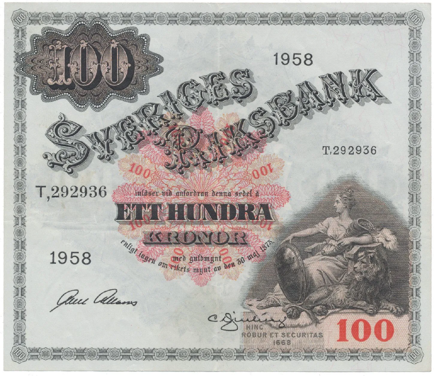 Švédsko, 100 Kronor 1958, P.45d