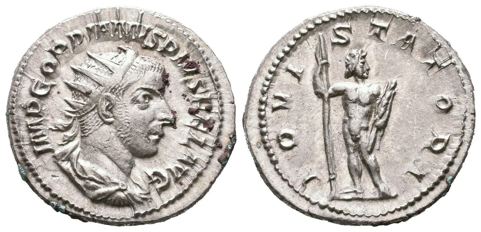 Antoninian, 241 - 243, Rv: IOVI STATORI, stojící Jupiter čelně hledí doprava, drží — 1