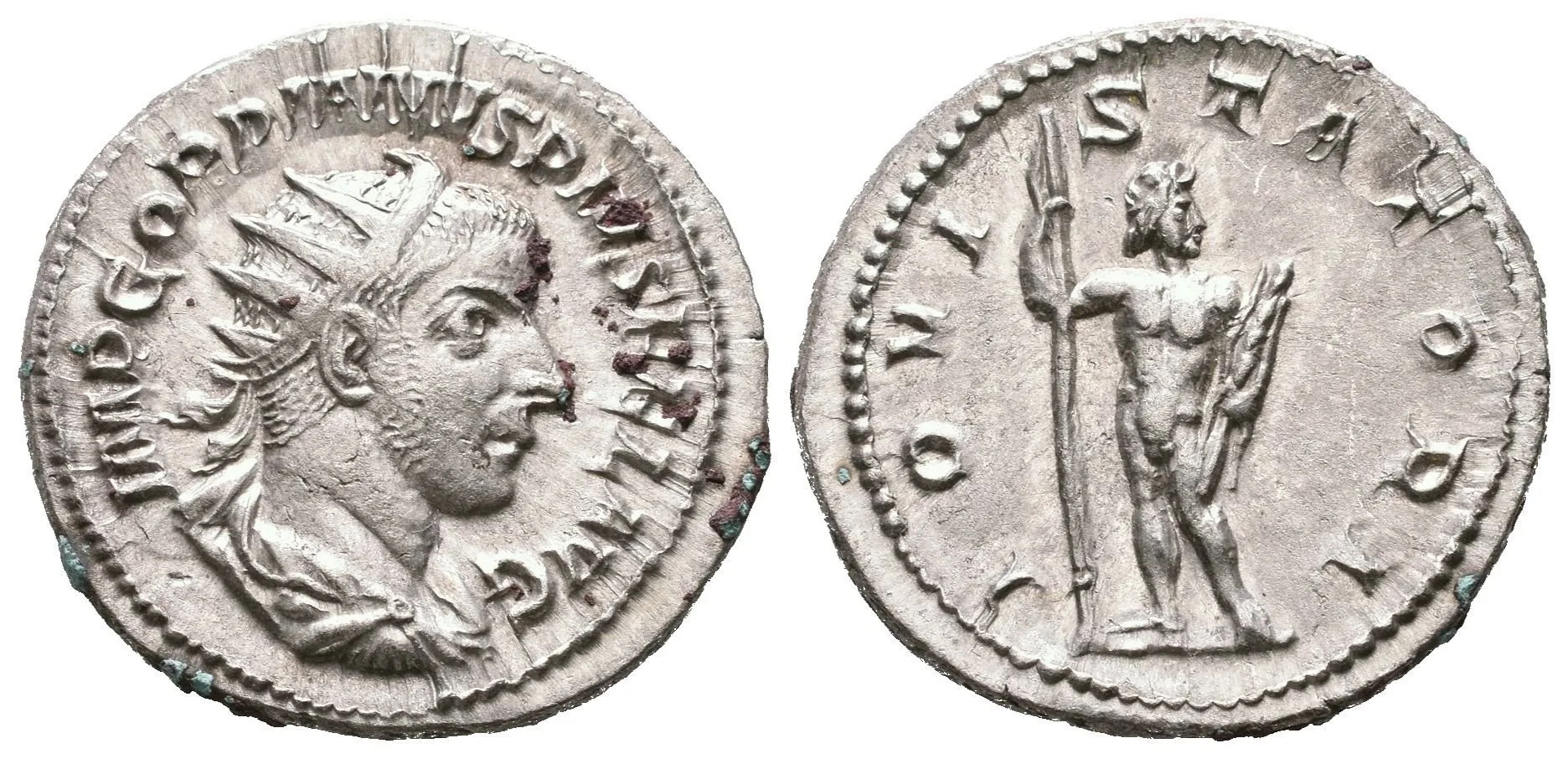 Antoninian, 241 - 243, Rv: IOVI STATORI, stojící Jupiter čelně hledí doprava, drží — 1