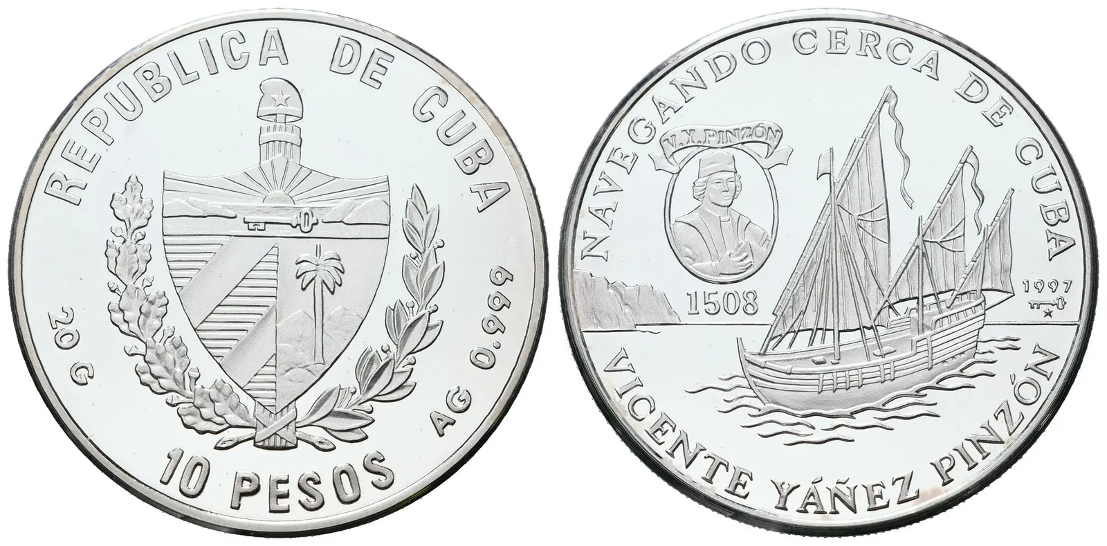 Kuba, 10 Pesos 1997 - Obeplutí Kuby