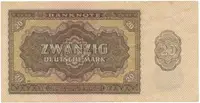 Německo - NDR, 20 DM 1948, tisk NDR (1952), 7-místný číslovač, Ros.344d - fotografie 2