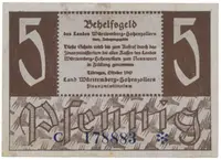 Německo - francouzská okupační zóna, Württemberg, 5 Pfennig 1947, Ros.214b