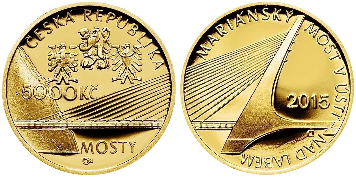5000 Kč 2015 - Mariánský most v Ústí nad Labem, PROOF