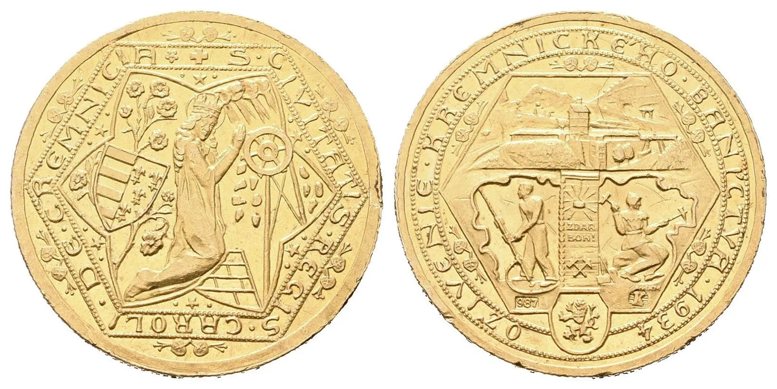 Dukátová medaile 1934 - Oživení kremnického baníctva