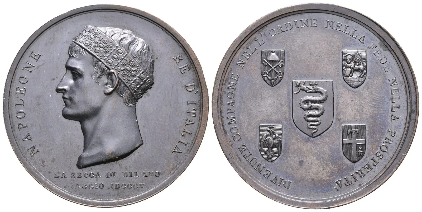 AE Medaile 1805 (L. Manfredini) - Ke korunovaci na Italského krále v — 1