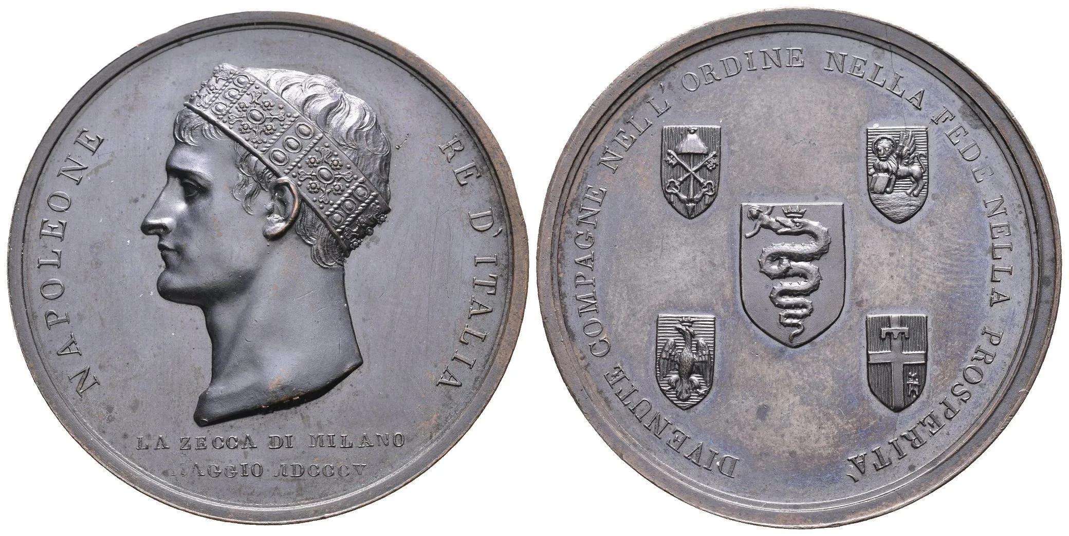 AE Medaile 1805 (L. Manfredini) - Ke korunovaci na Italského krále v — 1
