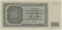 Protektorát Čechy a Morava, 1000 Koruna 1942, II.(III.) vydání, perf. 1x SPECIMEN, Hej.39b.S1 - fotografie 2