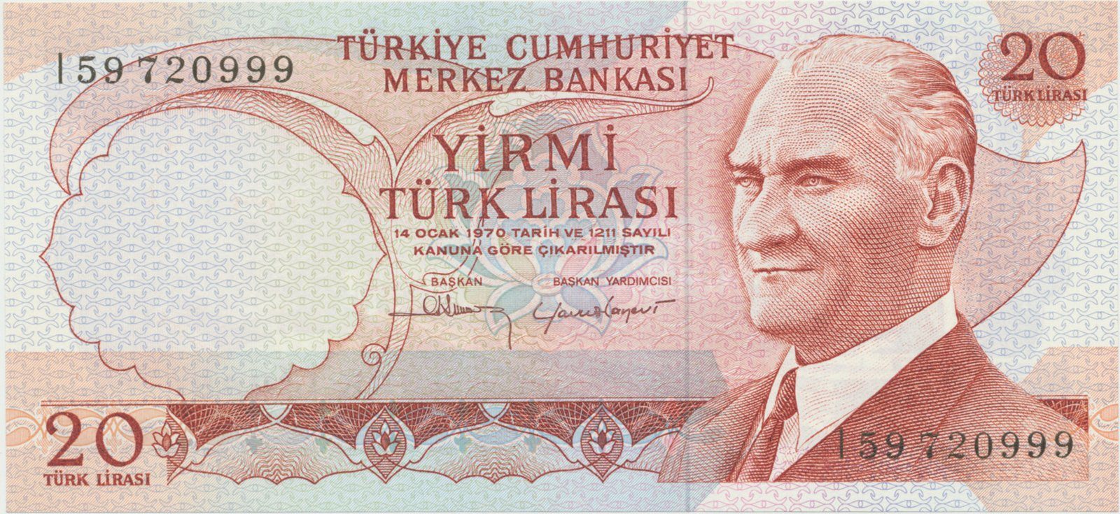 Turecko, 20 Lira (1974), P.187b